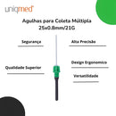Agulha Multipla Coleta Sangue A Vacuo 25x8 21g Uniqmed Verde