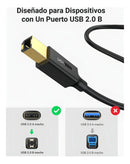 Cabo Usb Ab 2.0 Ugreen Impressora Universal Hp Epson 1.5m Cor Preto