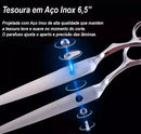 Tesoura Cortar Cabelo Cabeleireiro Descanso Dedo Inox 17cm