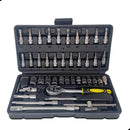 Kit Jogo Chave Catraca Canhão Ferramenta Maleta Reparar Moto Cor Prateado