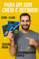 Encordoamento Guitarra NIG N-64 010/046 Tradicional Níquel Alma Hexagonal 2 Jogos com Mi Extra e Palheta – Cordas Resistentes, Duráveis e com Som Brilhante e Encorpado