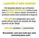 Lampiao A Gas Vidro Para Camping Barraca Pesca Com Camisinha Cor Preto