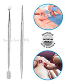 Kit 1 Espatula + 1 Palito Cutícula Aço Inox Ponta Dupla De Unha Manicure Pedicure
