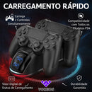 Carregador Base Duplo para Controle Dualshock 4 ( PS4, Ps4 Slim, Ps4 Pro ) Com Suporte Carrega 2 controles ao mesmo tempo Visor com mostrador digital Marca Voreon