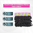 Kit C/144 Elástico Rabicó Prendedor de Cabelo Esporte Preto Xuxinha Escola para Verão Academia