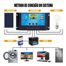Controlador De Carga Solar 50a Pwm inteligente 12v 24v automatico para sistema de energia solar off grid placas fotovoltaicas com 2 portas Usb Tela Lcd