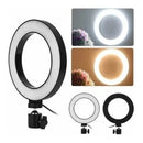 Ring Light Iluminador Led Selfie Tripé Mesa 16cm + Bluetooth Preto Branca, Neutra, Quente