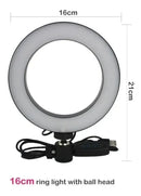Ring Light Iluminador Led Selfie Tripé Mesa 16cm + Bluetooth Preto Branca, Neutra, Quente