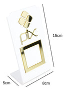 Arte Sedução Placa Pix Qr Code Display Vertical Para Pagamentos Acrílico Branco Cor Branco e Dourado 15x 8 cm