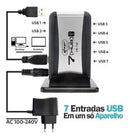 Hub Usb 2.0 Adaptador 7 Portas Pc Extensão Com Fonte Bivolt