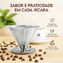 Coador De Café Inox Nº 103 Reutilizável Peneira Filtro Permanente Econômico Resistente Alta Durabilidade Sustentável Fácil Limpeza Ponte Lar Utilidades