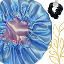 Touca De Dormir Cetim Luxo Duplo Tecido Confortáv Azul/Rosa