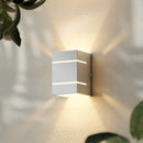 Arandela Externa Luminária de Parede Alumínio 2 Frisos Branco G9 MF115