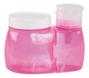 Frasco dosador e porta algodão para manicure e pedicure rosa Santa Clara