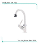 Torneira Para Banheiro Bancada 1/4 De Volta Alavanca Branco