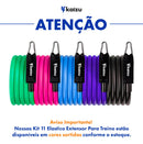 Kit Extensor 11 Peças Treino Elástico Ultra Band Academia Em Casa Super Fisioterapia Exercícios + Suportes Tubing