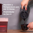 Vittak Garrafa Térmica Café 1 Litro Nórdica Cabo Madeira Mesa Posta Cor Preta