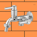 Torneira Jardim Tanque Maquina De Lavar Dupla 2 Saídas 1/4 De Volta Econômica Raro Metais Abs Cromado Cor Prateado