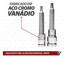 Jogo De Ferramentas Bit Torx Allen Multidentado Crv Maleta 40 Pçs