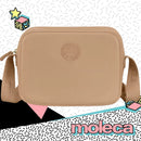 Bolsa Feminina Moleca Transversal Quadrada Lateral 50007 Cor Nude 658 Cor da correia de ombro Nude Desenho do tecido Liso