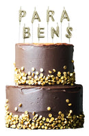 Vela de parabéns dourada letras metalizadas aniversário 8un Silver Festas