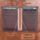 Carteira Masculina Porta Cartões Duo Slim Couro Legítimo Cor Marrom