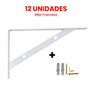 Kit 12 Mão Francesa Cantoneira Prateleira 25cm + Parafuso