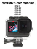 Caixa Case Estanque Gopro Hero 9/10/11/12 Prova D'água Preto