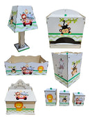 Kit Higiene Bebê Selva Safari 8 Peças Mdf  Adesivado Novo  Adesivado