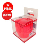 Kit 12 Formas Silicone Cupcake Forminhas Cupcake Bolo Muffin Cor Vermelho