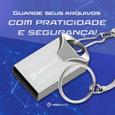Pen drive 32gb usb 2.0 mini chaveiro metal resistente alta velocidade seguro Eduimports cor prateado