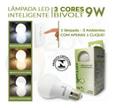Lâmpada Led Inteligente Tecnologia Digital 3 Cores cor da luz Branca/Amarela/Neutra Bivolt 127V/220V