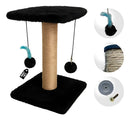 Arranhador De Gatos C/ Brinquedo Guizo Poste Sisal Natural Cor Preto