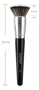 Pincel kabuki reto A03 Macrilan preto e cromado