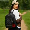 Mochila Feminina Universitária Couro Média Escolar Barata Cor Rosa Desenho Do Tecido Coração