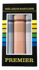 Lenço Algodão 100% Presidente Branco Tam. 39x39 Cx C/3 Unid