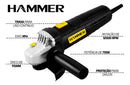 Esmerilhadeira Lixadeira Angular 4.1/2 Pol 115mm 710w Gyem7101 Hammer Standard Preto