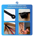 Kit 18 Itens Treino em Casa Academia Fisioterapia Extensor Faixa Elástica, Massageador e Manual de Exercício