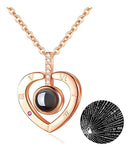 Colar De Coração Eu Te Amo Projeção 100 Idiomas Rose Gold