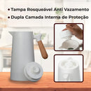 Vittak Garrafa Térmica Café 1 Litro Nórdica Cabo Madeira Mesa Posta Cor Branca