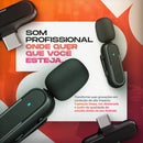 Microfone de Lapela Duplo Sem Fio Profissional Com Conector Tipo C Preto Portátil Para Gravação Podcast Entrevista Aula Online Vídeo Som Nítido