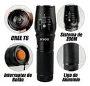 Lanterna Recarregável Tática X900 Led Potente Com Super Zoom Cor Da Lanterna Preta Cor Da Luz Branco Fluoreled