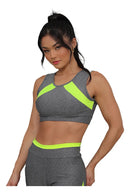 Kit Conjunto Fitness Feminino Roupa Academia  Cinza e verde G