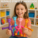 Kit 4 Pop Tubo Girafa Magica Led Fidget Estica Gruda Tube Aleatório