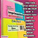 40 Blocos Recados Cole Fácil Neon 38x50mm 100 Folhas Cores: Rosa Azul Laranja Amarelo Imprimaster