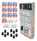Giz Para Taco De Sinuca Bilhar Snooker Virolas Pontas Azul E Branco Kit Bilhares Mgk