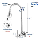 Torneira Parede Gourmet Flexível Chuveirinho Cozinha Prateado Brilhante