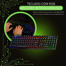Teclado Gamer Semi Mecânico Rgb Led Iluminado Abnt2 Usb Para Pc Xbox Ps5 Ps4 Jogos Preto Idioma Português