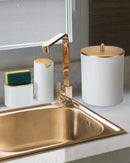 Lixeira Multiuso 5 Litros Branca Com Tampa Dourado Arthi