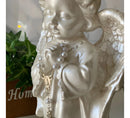 Anjo Decorativo 20 Cm Branco Perolado Gesso Escultura Branco Perolado